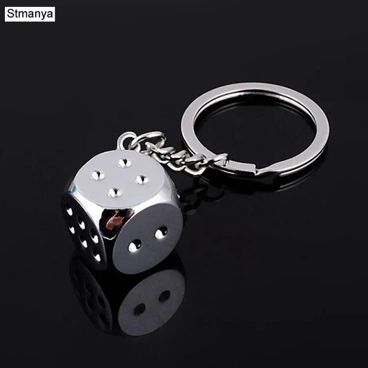 Dice Key Chain Metal Personality Dice Poker Model Alloy Keychain Gift 17045