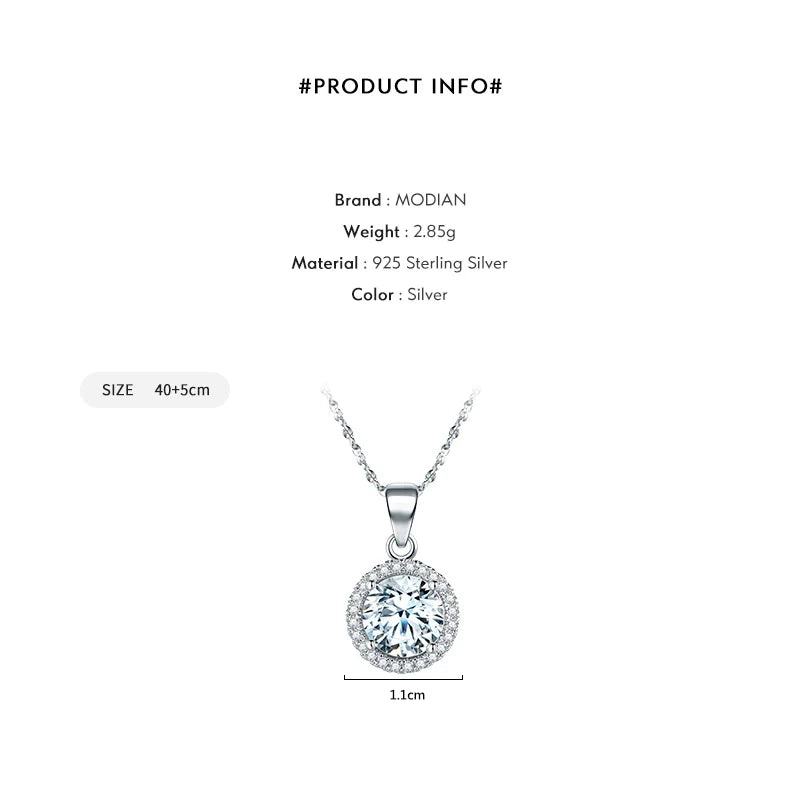 925 Sterling Silver Luxury Chain Brand Necklace with 2.0Ct AAAAA Level Zircon Necklaces Gift Jewelry for women