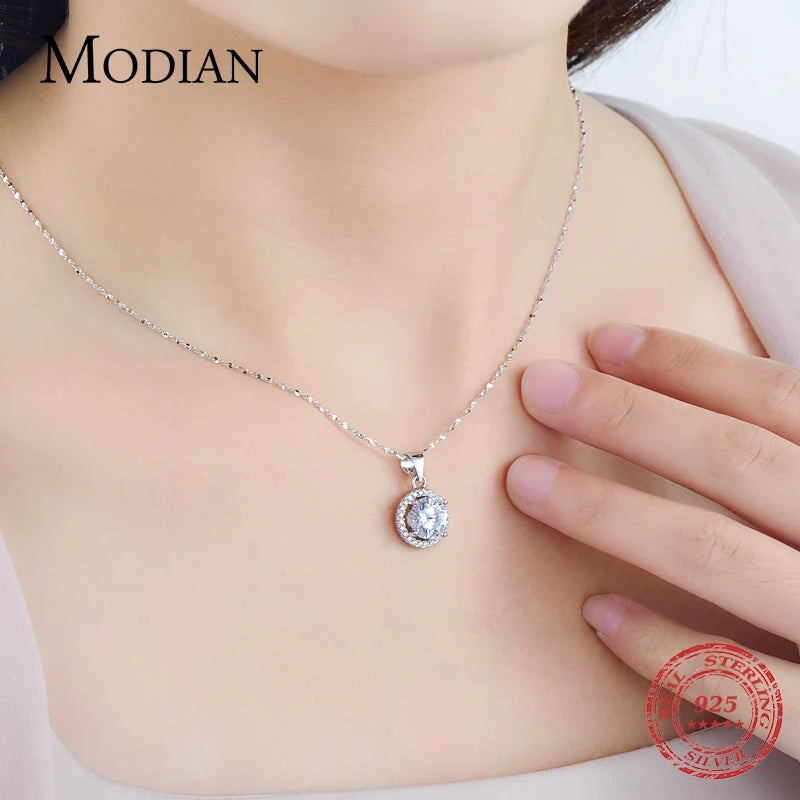 925 Sterling Silver Luxury Chain Brand Necklace with 2.0Ct AAAAA Level Zircon Necklaces Gift Jewelry for women